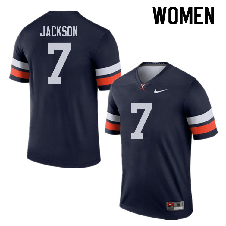Women #7 James Jackson Virginia Cavaliers College Football Jerseys Sale-Navy - Click Image to Close
